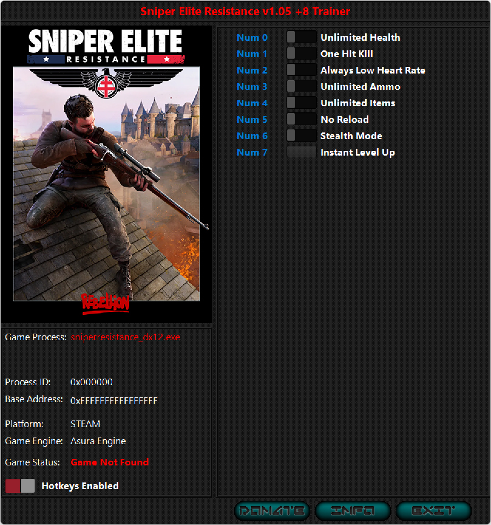 Sniper Elite: Resistance v1.05 Trainer +8